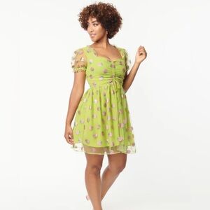 Vibrant Green Floral Mini Dress